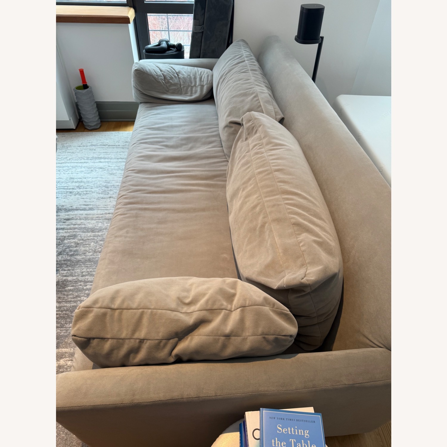 West Elm Marin 86" Sofa, Velvet, Pearl Gray - image-2