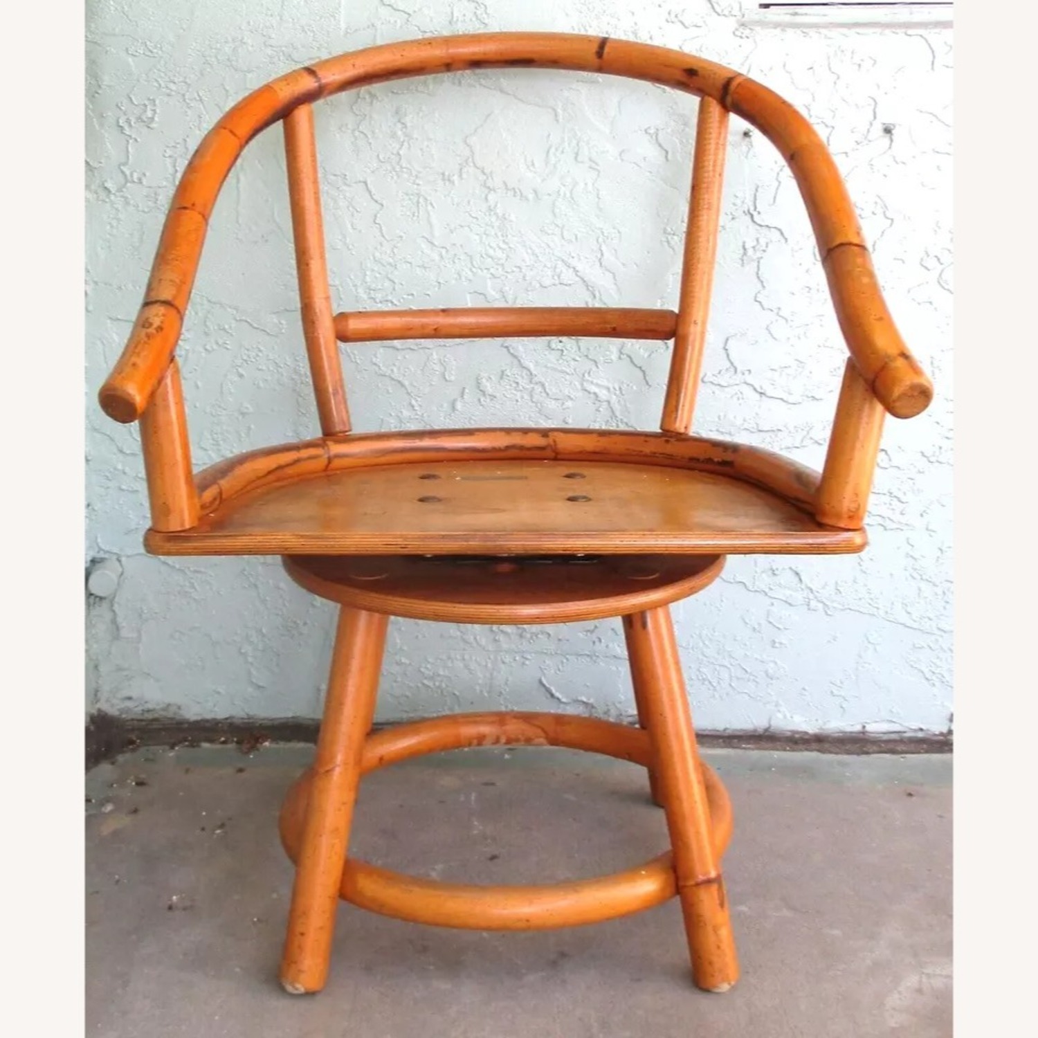 Pair Rattan Low Back Swivel Chairs - image-2