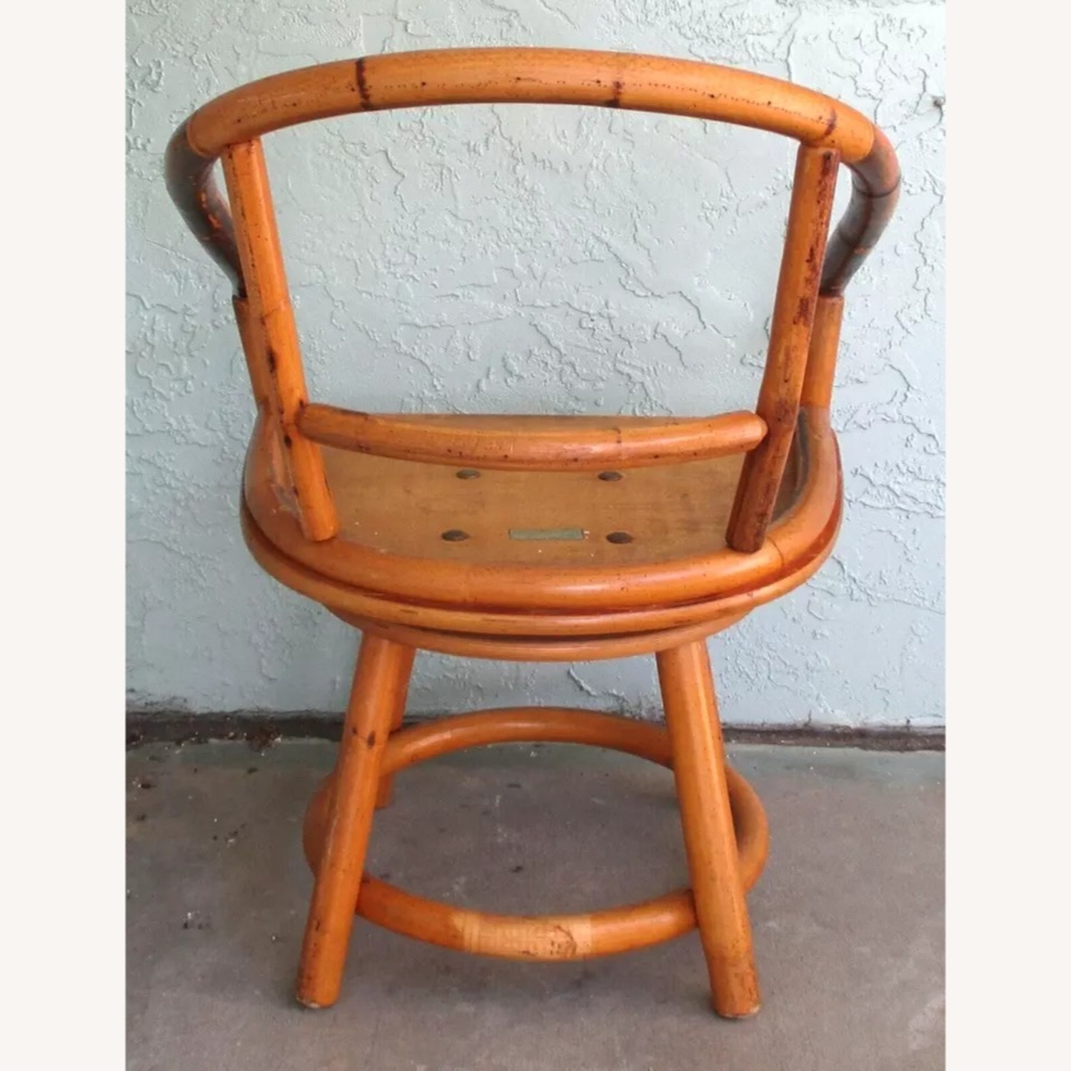 Pair Rattan Low Back Swivel Chairs - image-5