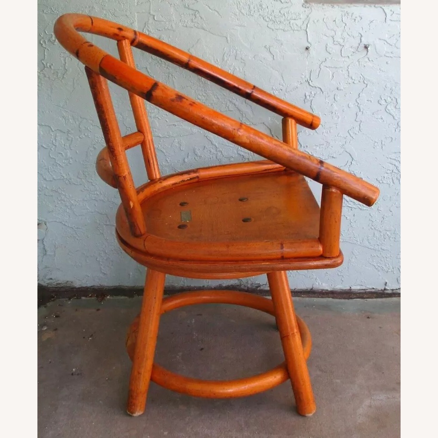 Pair Rattan Low Back Swivel Chairs - image-6