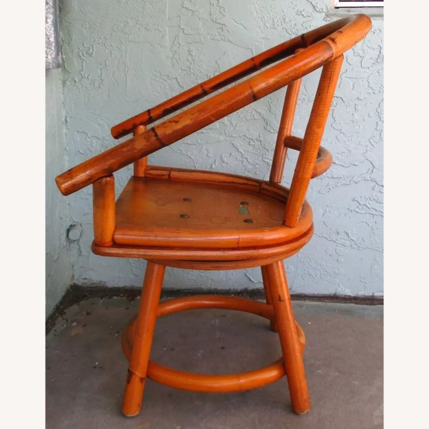 Pair Rattan Low Back Swivel Chairs - image-4