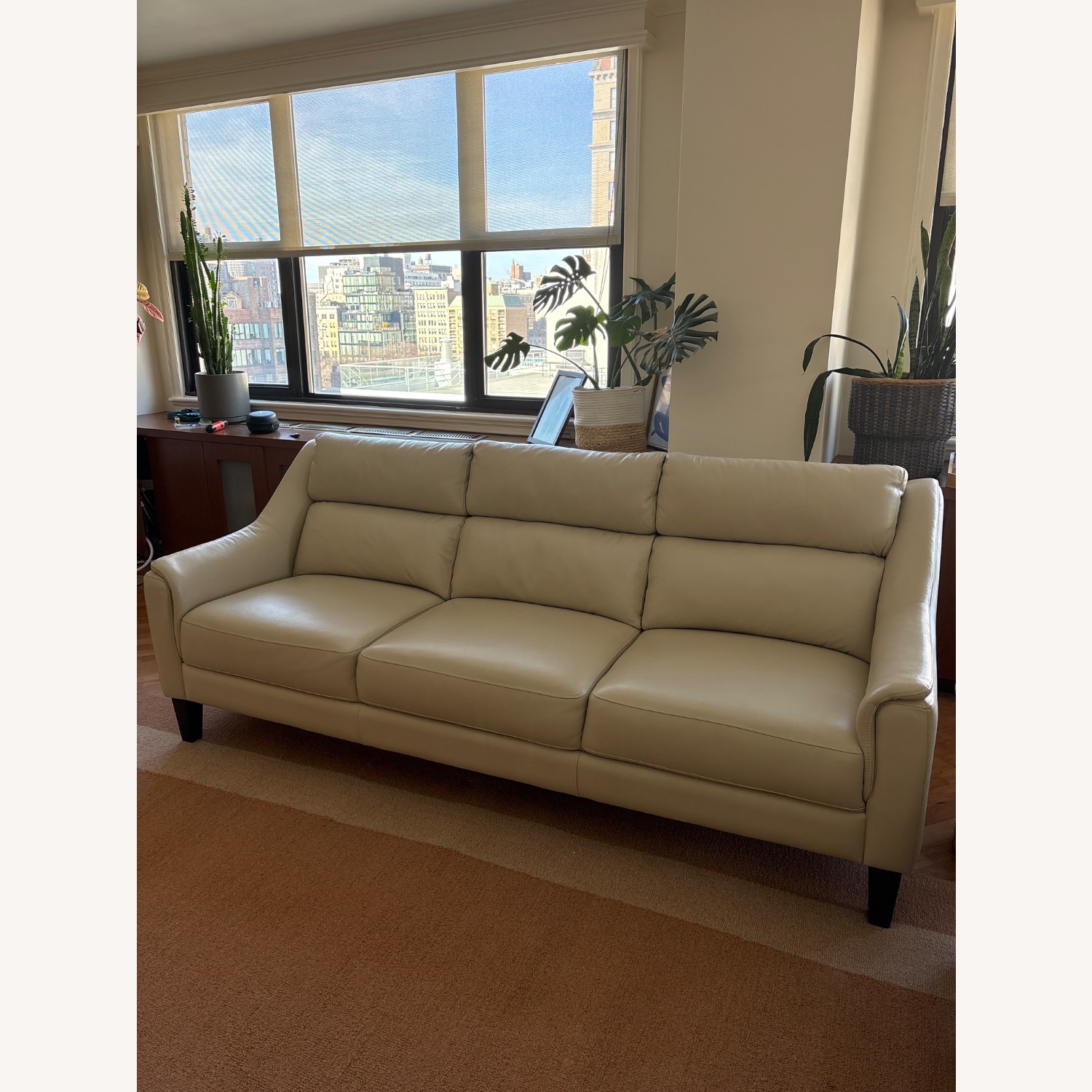 Ivory Italian Leather Sofa  - image-1