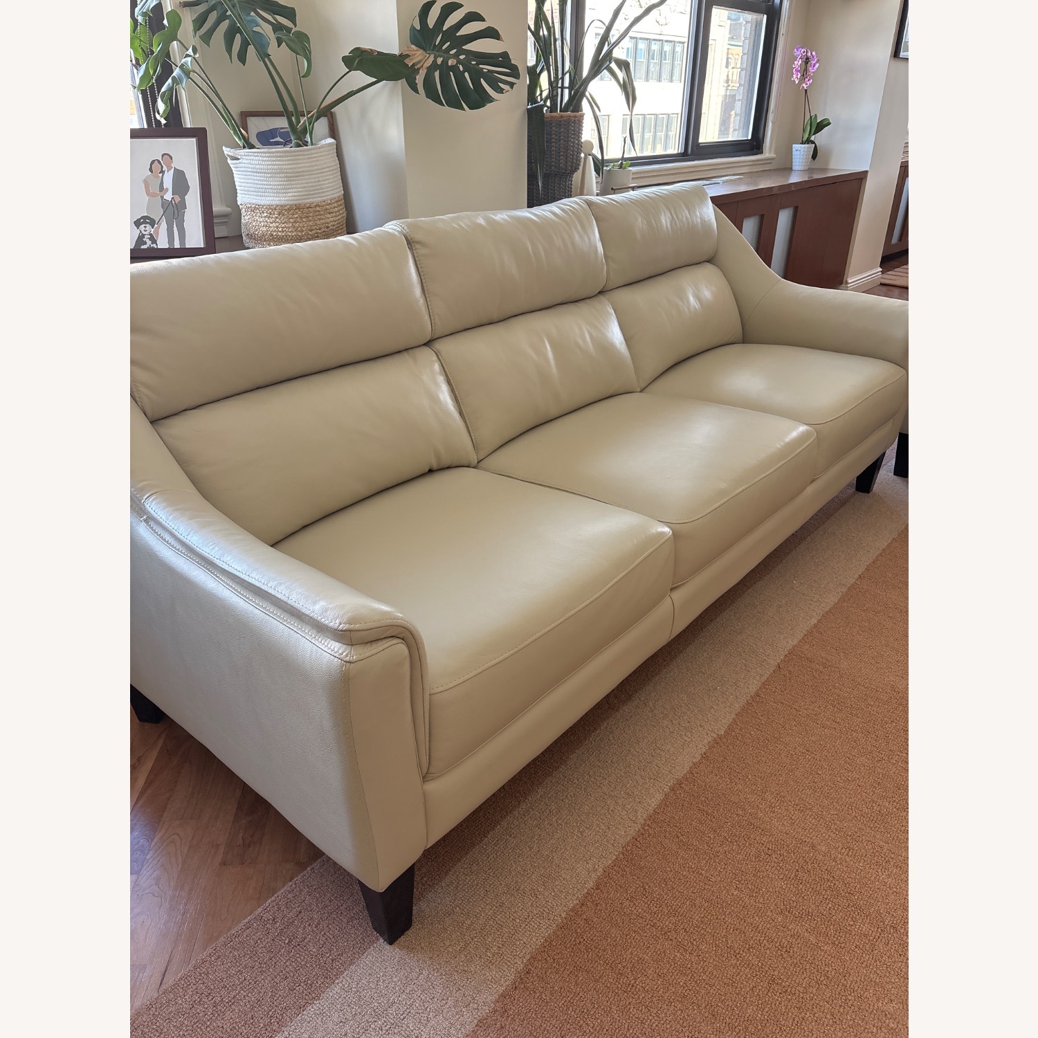 Ivory Italian Leather Sofa  - image-2