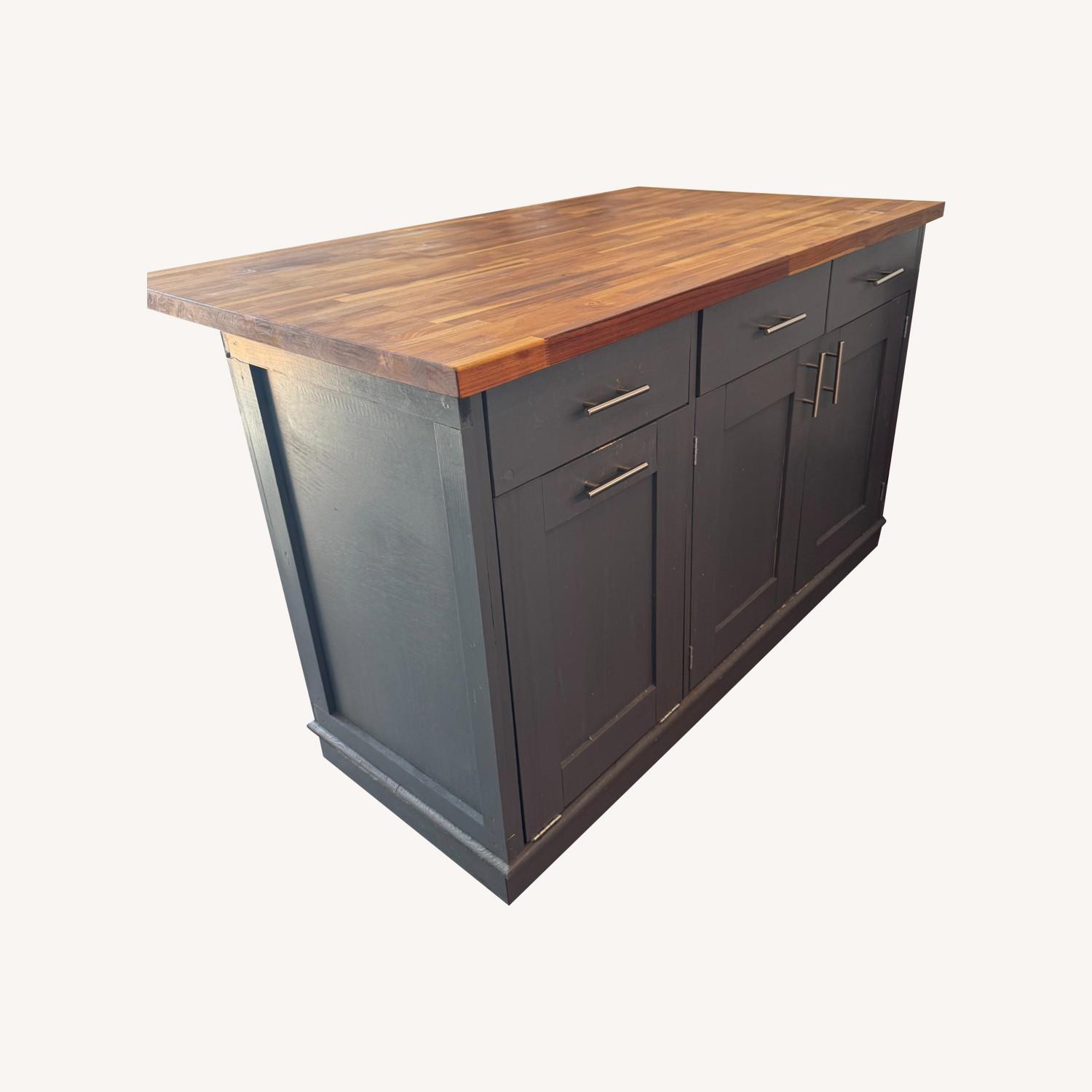 Butcher Block Kitchen Island with Breakfast Bar - image-0