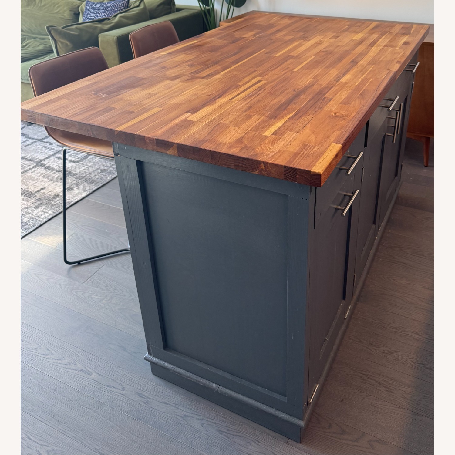 Butcher Block Kitchen Island with Breakfast Bar - image-3