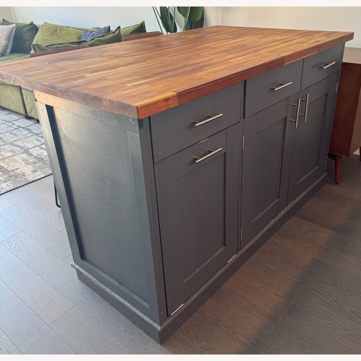 Butcher Block Kitchen Island with Breakfast Bar - image-2