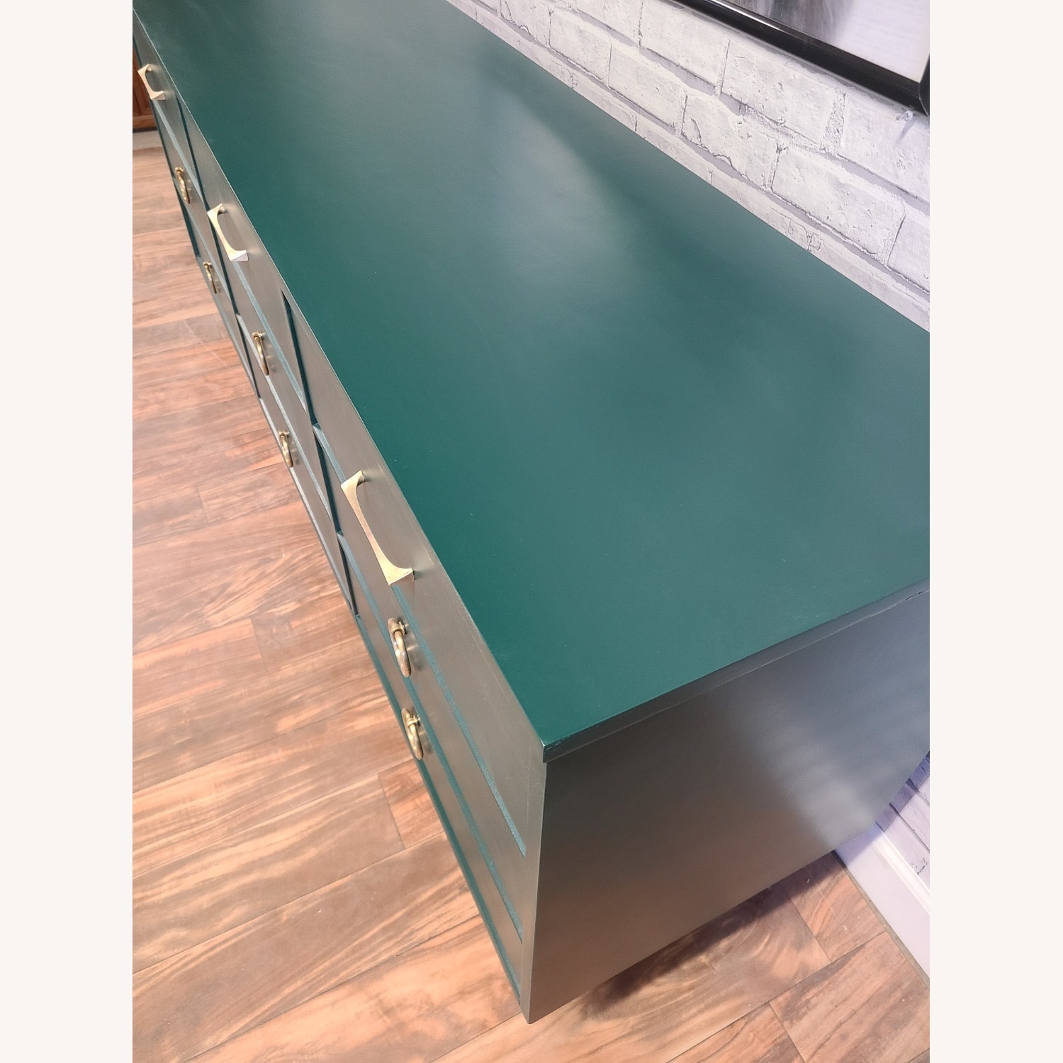 Mid Century Modern Green and Walnut Dresser - image-2
