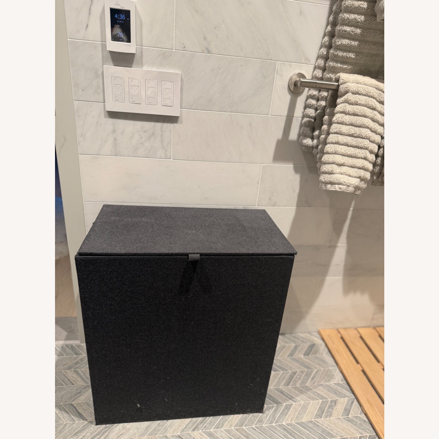 CB2 Dark Gray Laundry Hamper - image-2