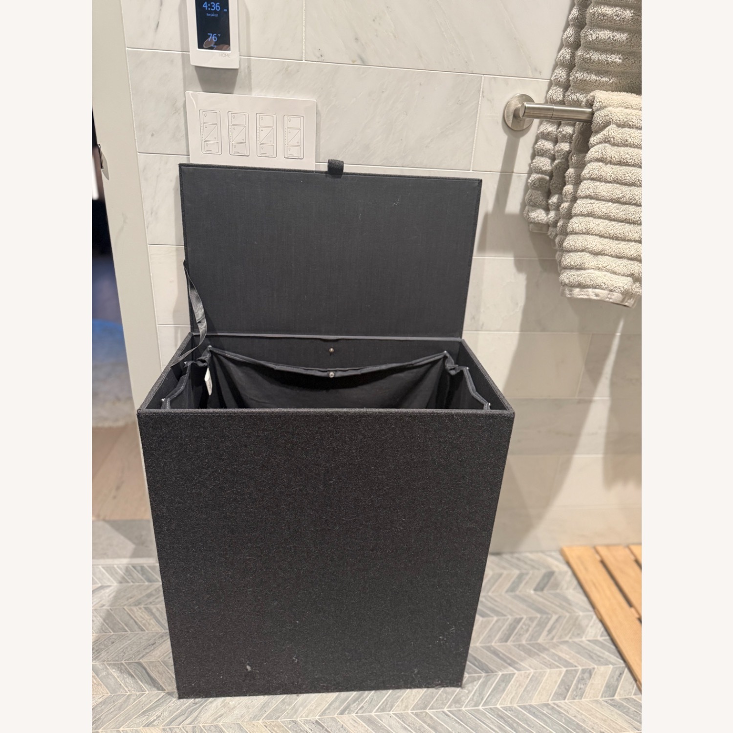CB2 Dark Gray Laundry Hamper - image-3