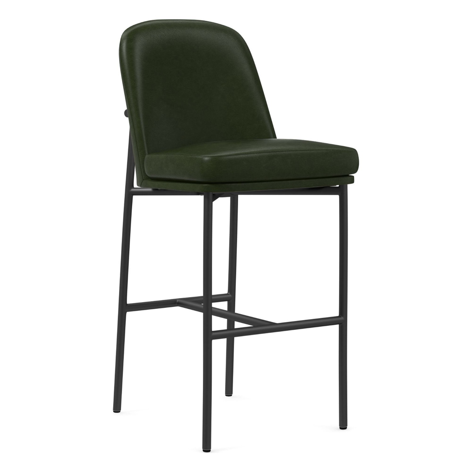 West Elm Jack Metal Frame Leather Bar Stool - image-1