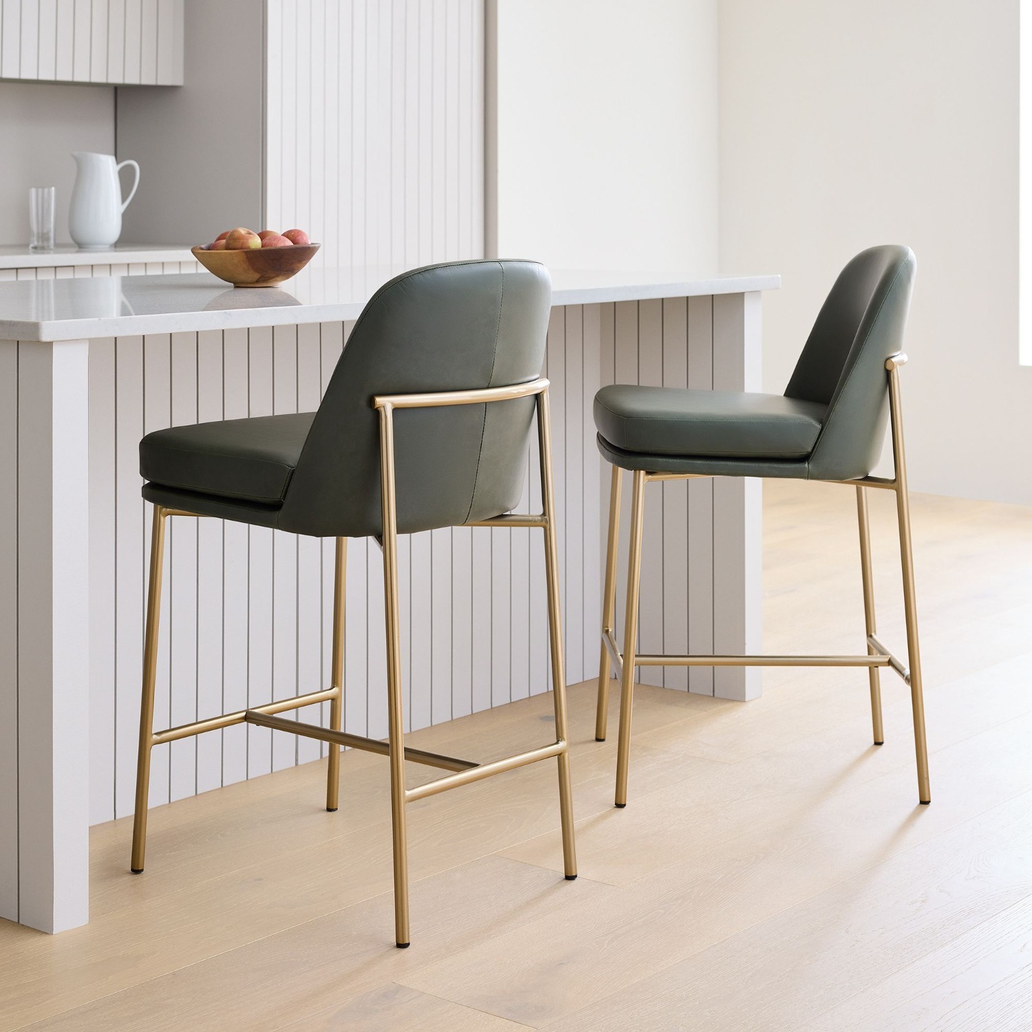 West Elm Jack Metal Frame Leather Bar Stool - image-2