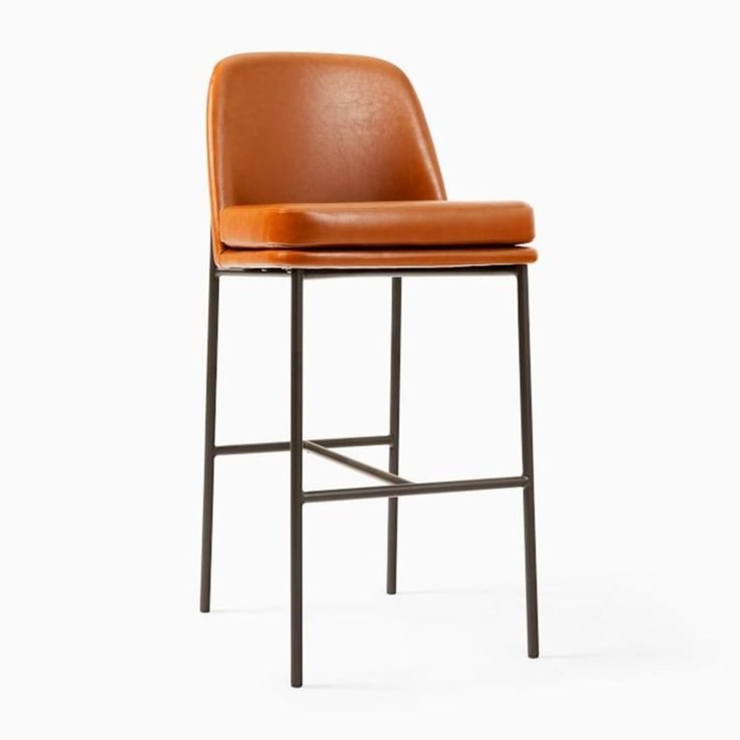 West Elm Jack Metal Frame Leather Bar Stool - image-5