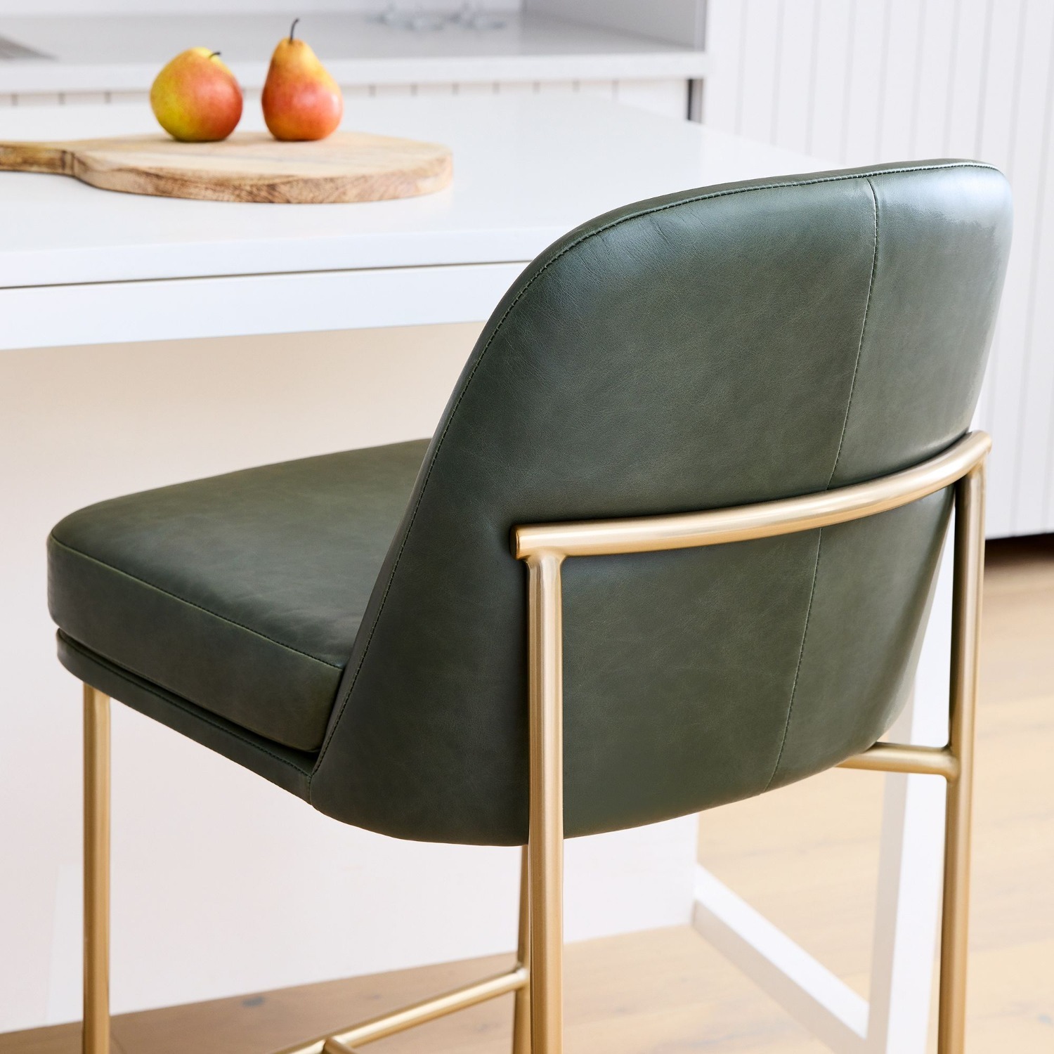 West Elm Jack Metal Frame Leather Bar Stool - image-3