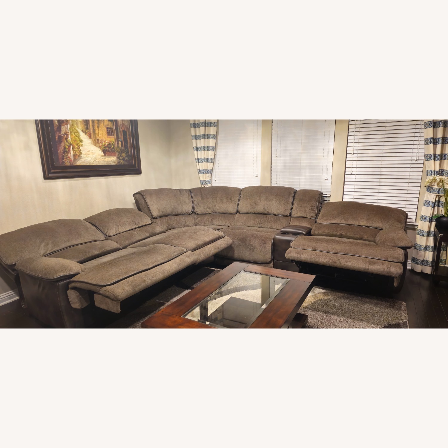 Power Recliner Sectional Fabric Sofa Couch - image-2