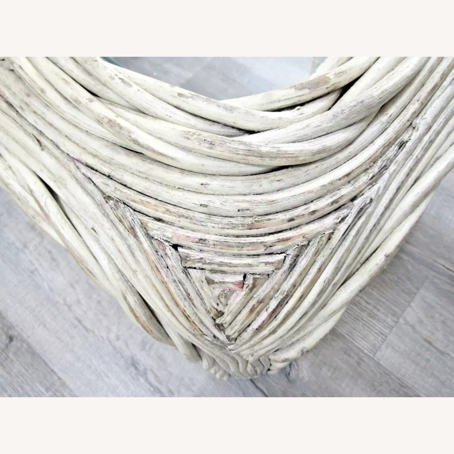 Distressed White Twisted Rattan Side Table - image-5