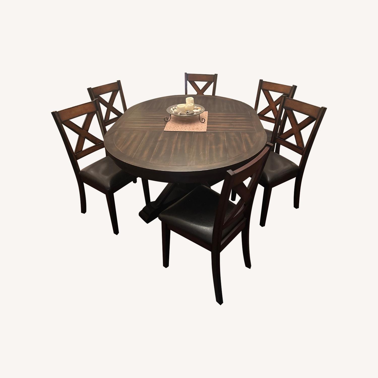 Ashley Dark Real Wood Dining Set with Matching Chairs - AptDeco