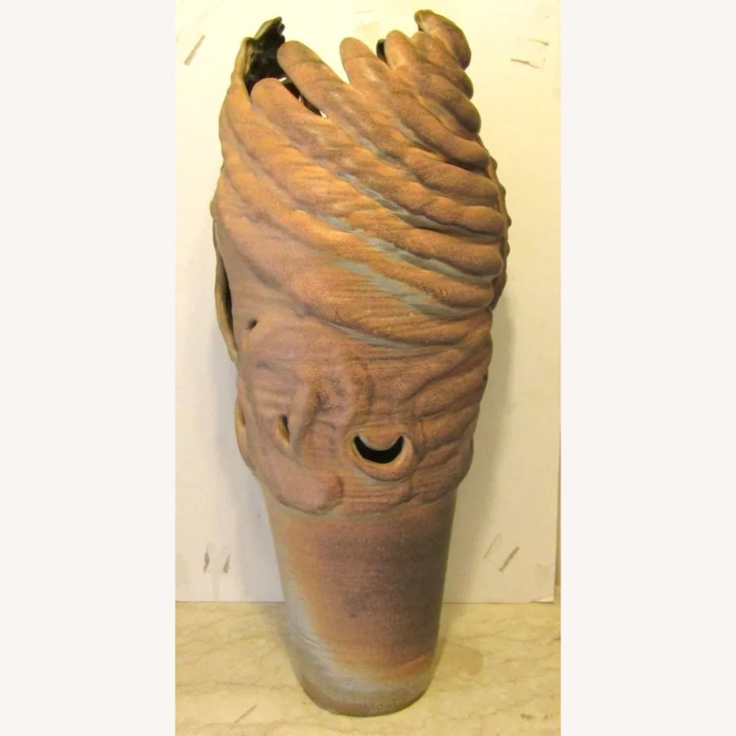Large Monté Signed Figurative Pottery Floor Vase - image-3