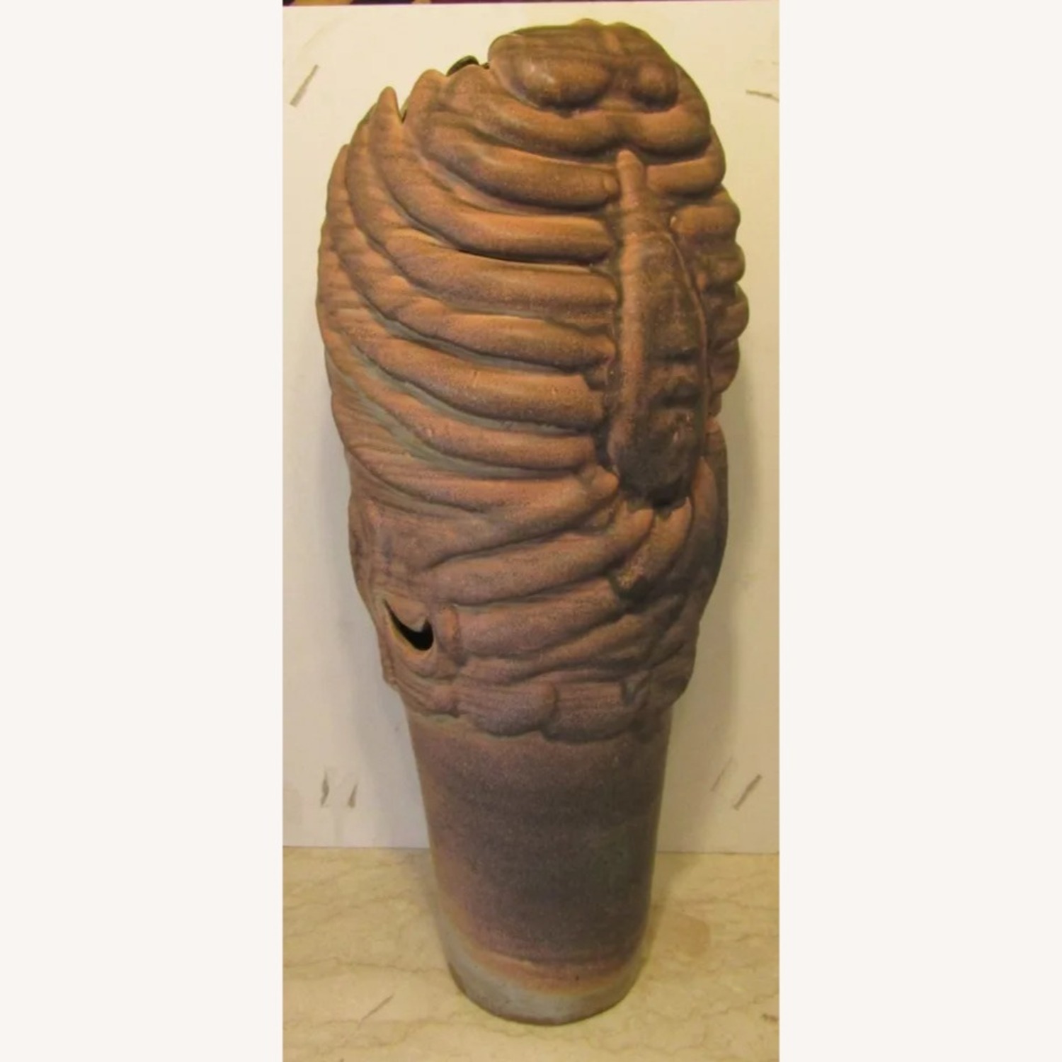 Large Monté Signed Figurative Pottery Floor Vase - image-4