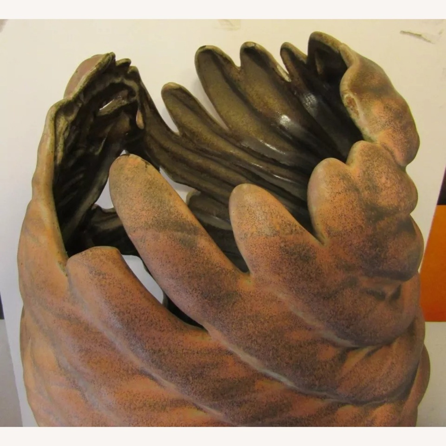 Large Monté Signed Figurative Pottery Floor Vase - image-10