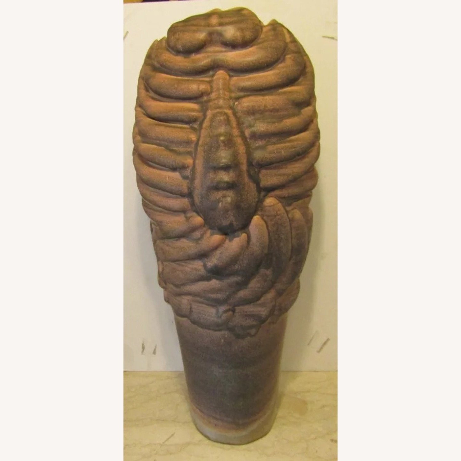 Large Monté Signed Figurative Pottery Floor Vase - image-5
