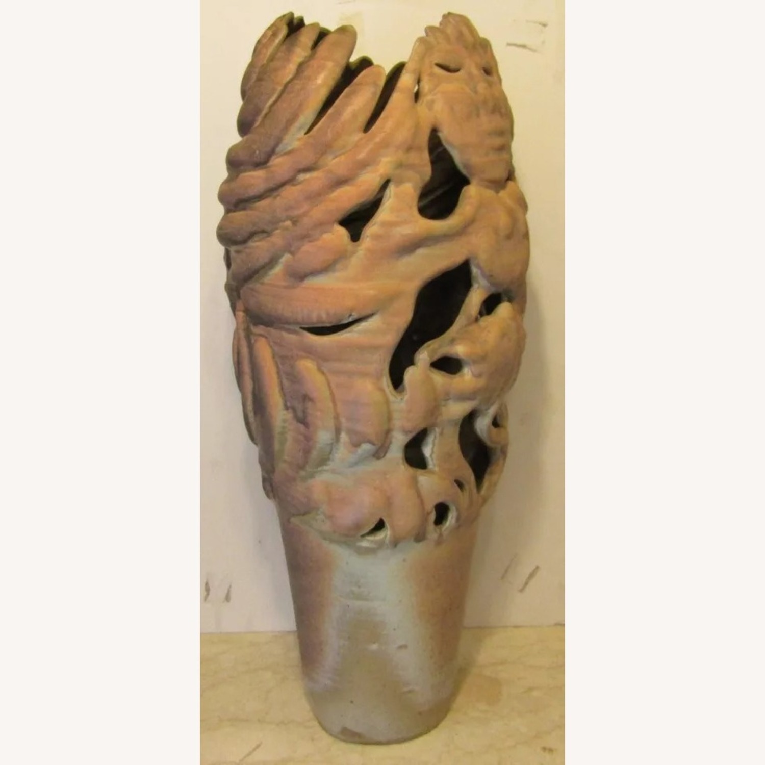 Large Monté Signed Figurative Pottery Floor Vase - image-7