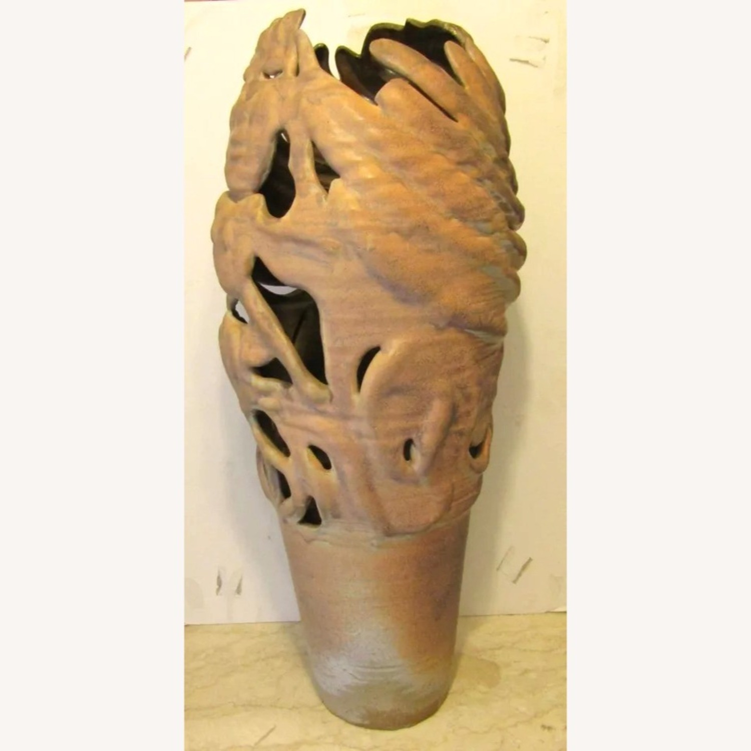 Large Monté Signed Figurative Pottery Floor Vase - image-2