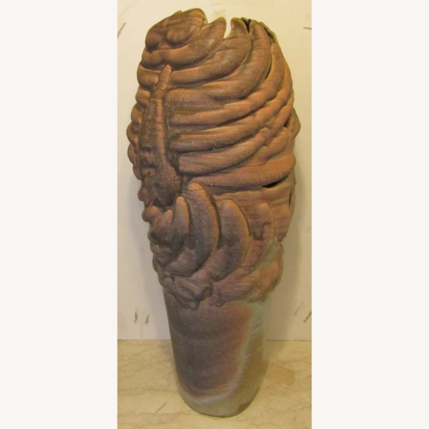 Large Monté Signed Figurative Pottery Floor Vase - image-6