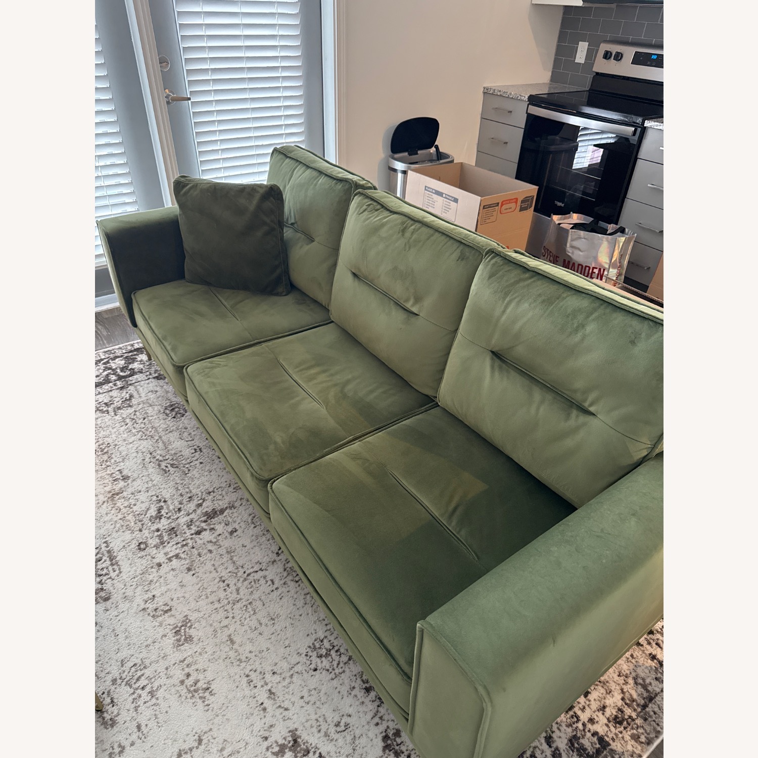 Ashley Furniture Macleary Suede Green Sofa - image-1