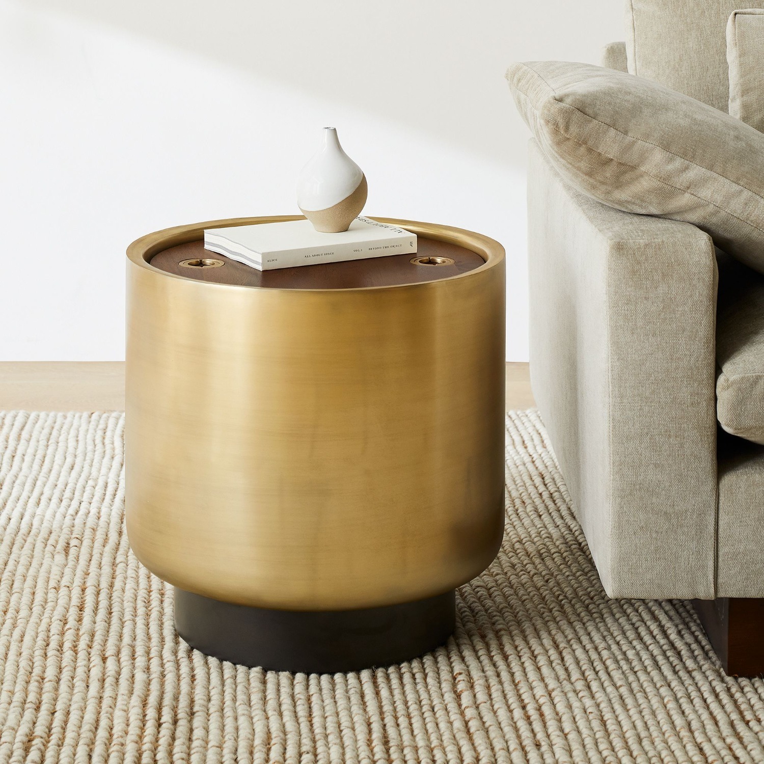 West Elm Drum Storage Side Table (20") - image-1
