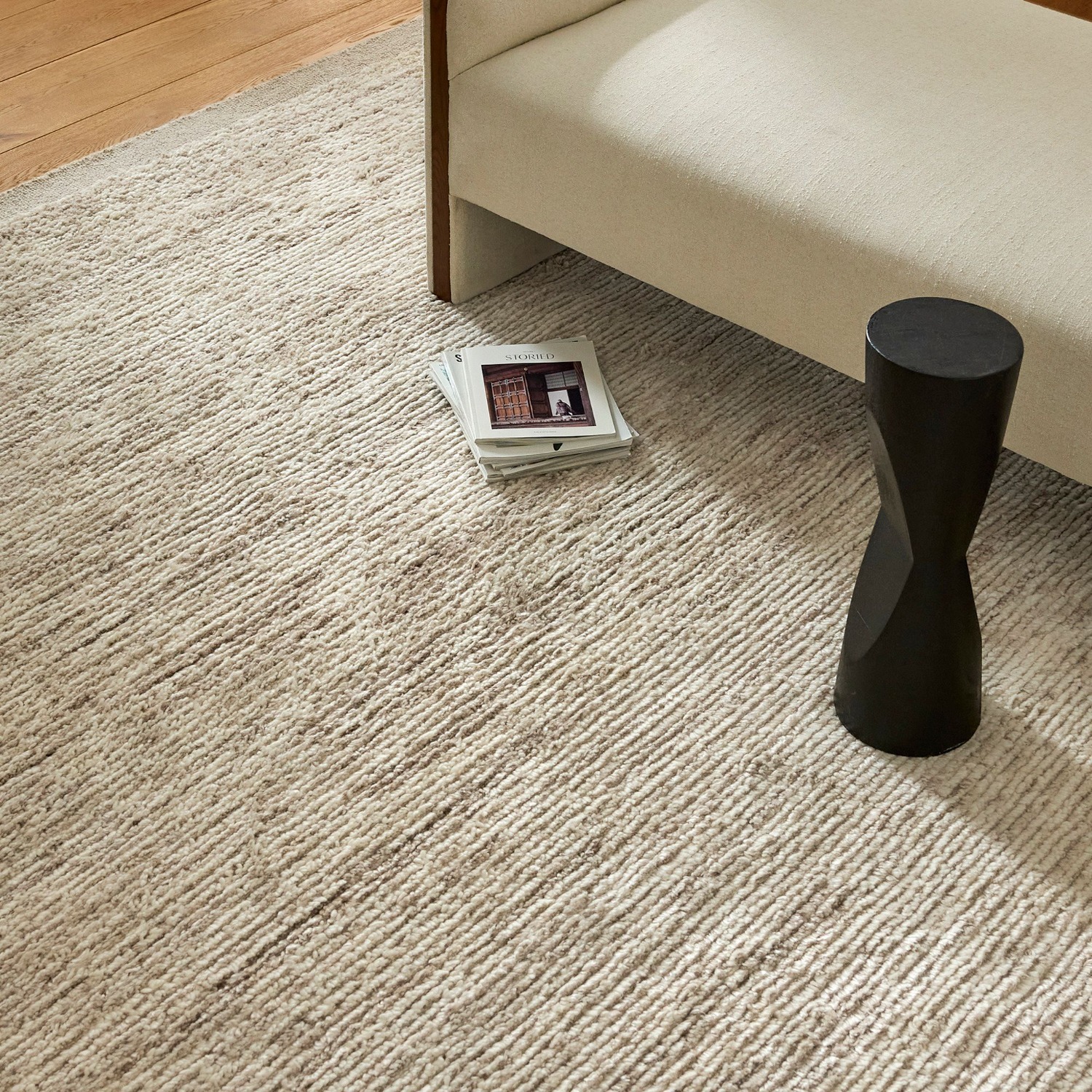 West Elm Abstract Line Shag Wool Rug 5X8 - image-4