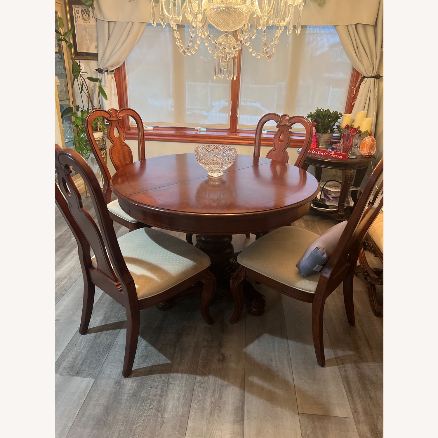 Solid Cherry Wood Dining Set Expandable Table  - image-5