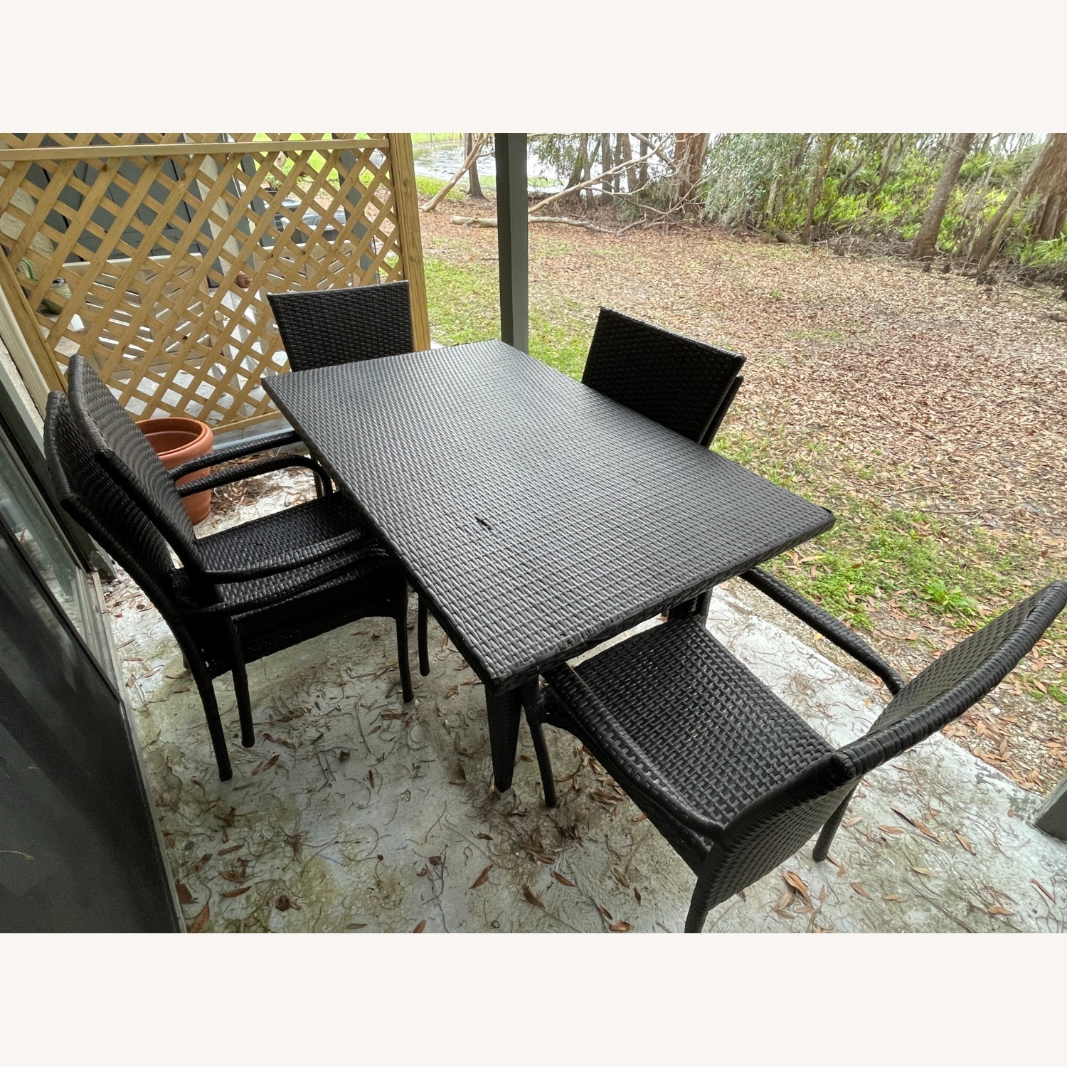 Outdoor Table and 6 Chair Set (Wicker) - image-1