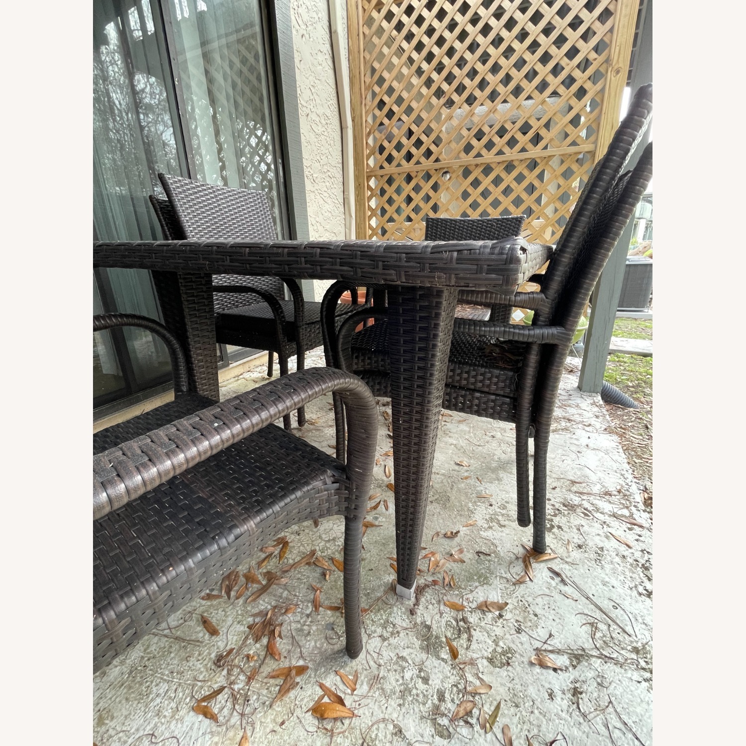 Outdoor Table and 6 Chair Set (Wicker) - image-3
