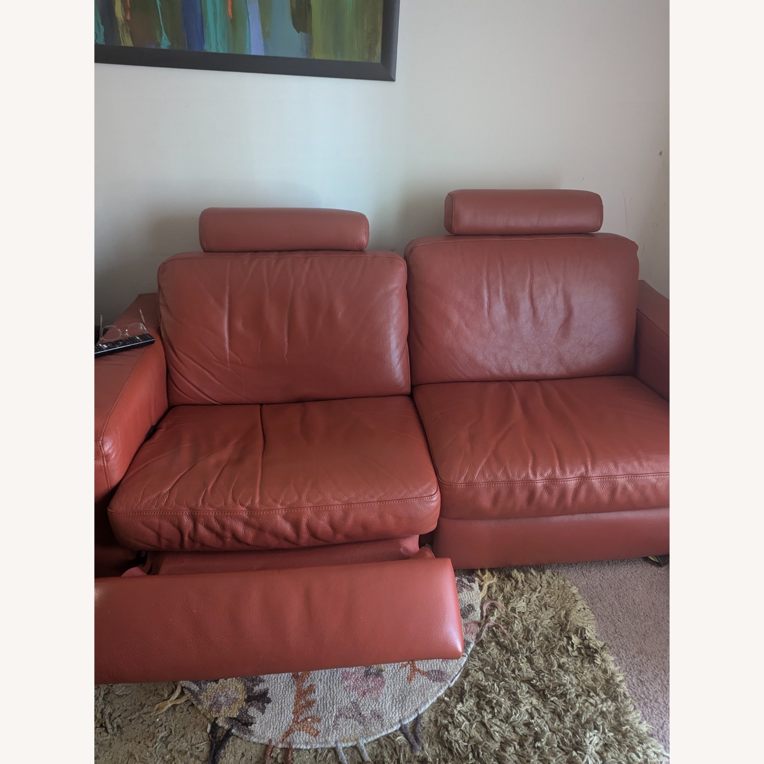 Natuzzi Red Reclining Sofa - image-3