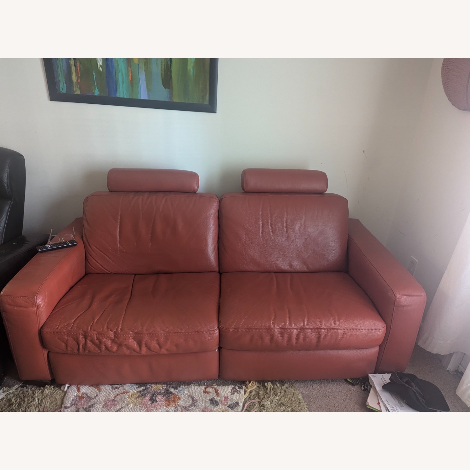 Natuzzi Red Reclining Sofa - image-1