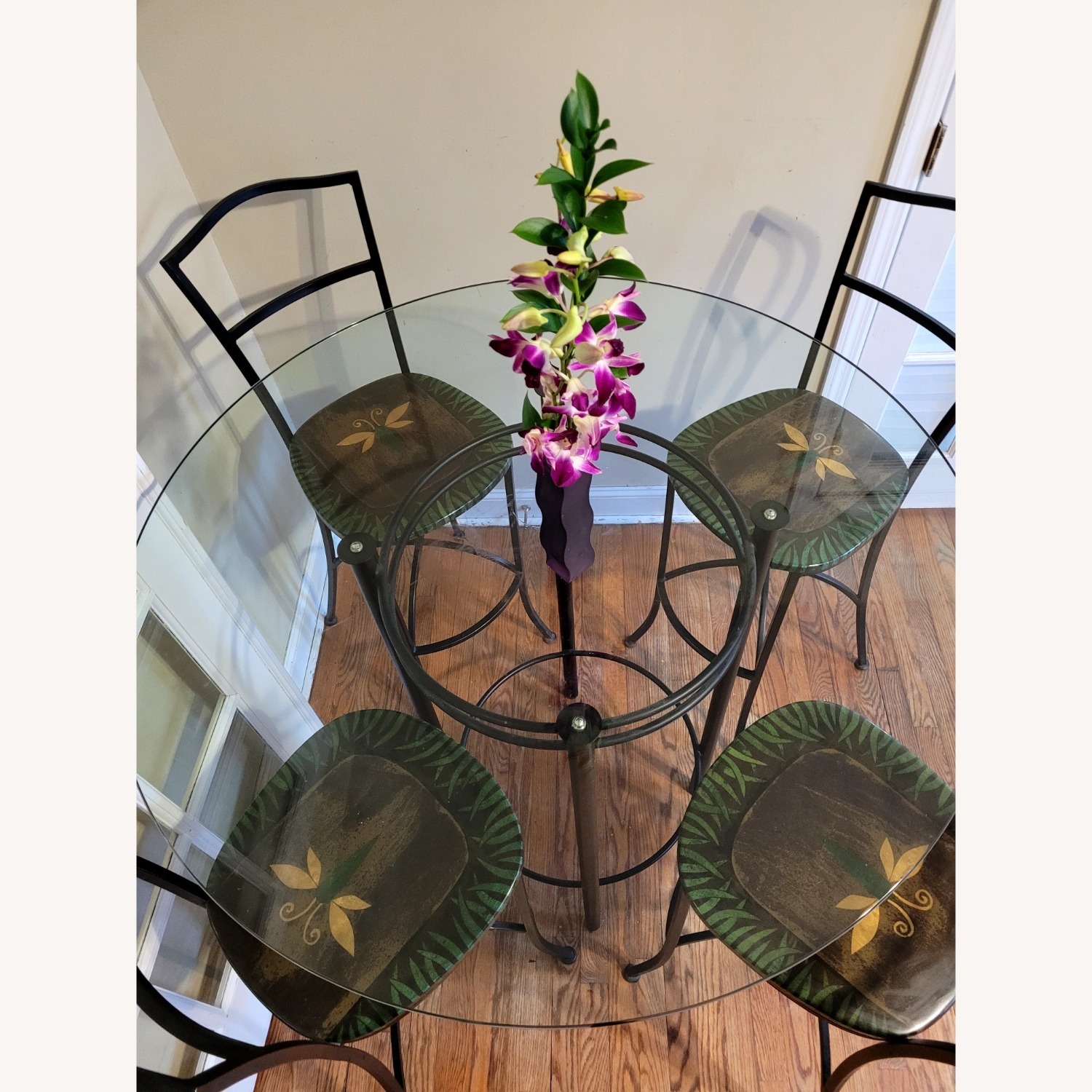 6 Hand Designed Bar Seats + Bar Table - image-1