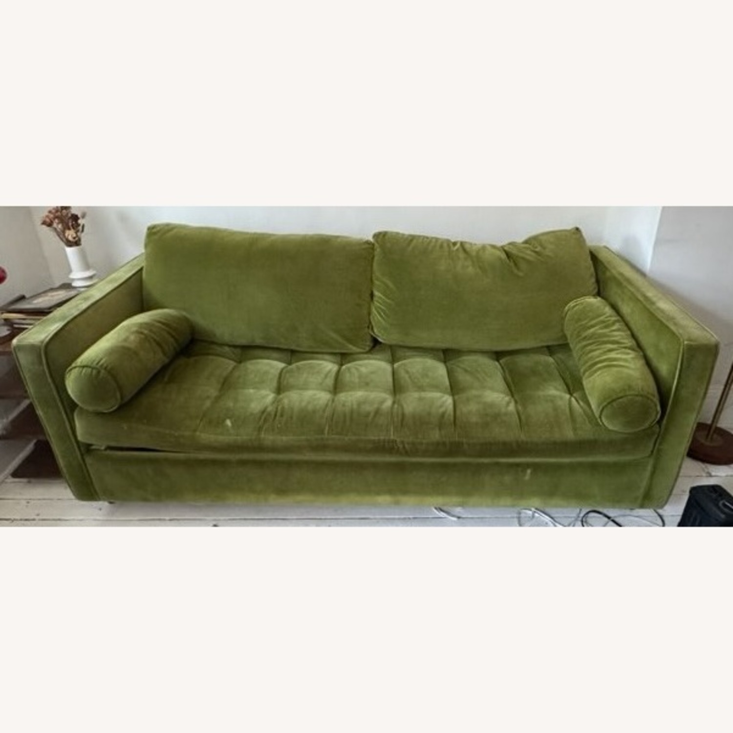Joybird Briar Green Velvet Sleeper Sofa - image-1