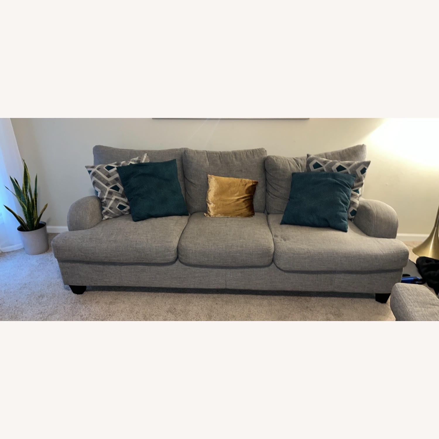 Light Gray Fabric Couch - image-1