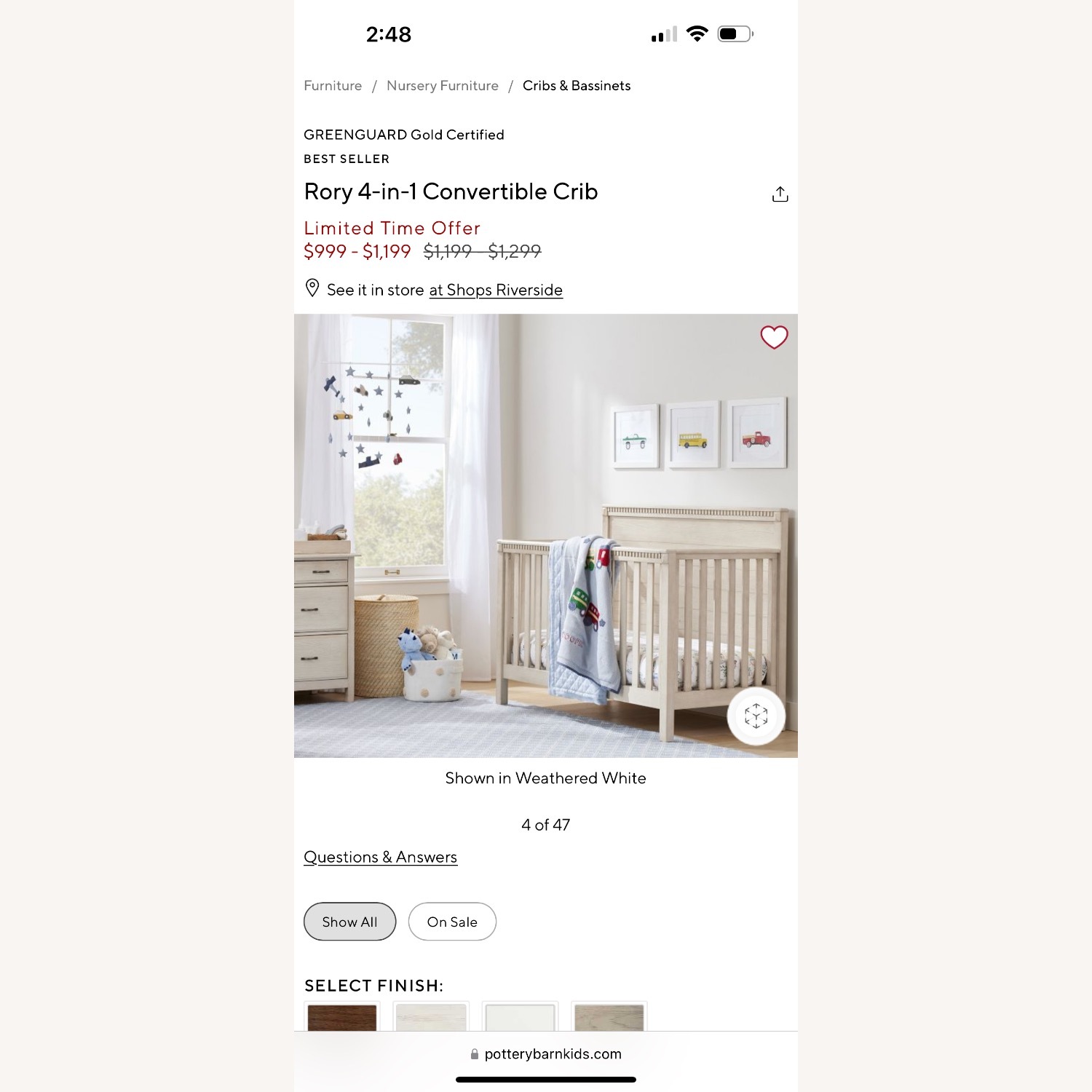 Pottery Barn Kids Rory Crib & Toddler Bed Conversion - image-15