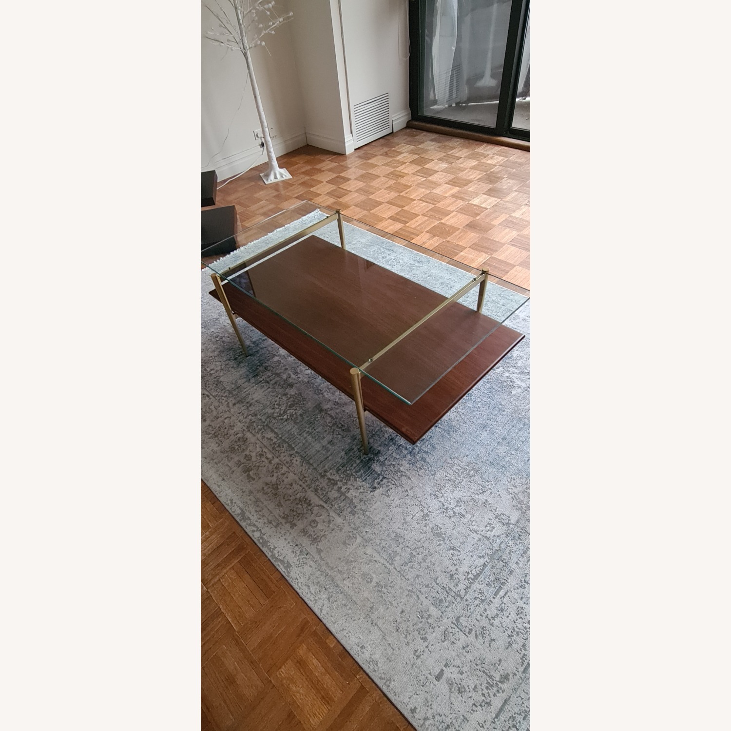 Walnut Glass Coffee Table - image-1