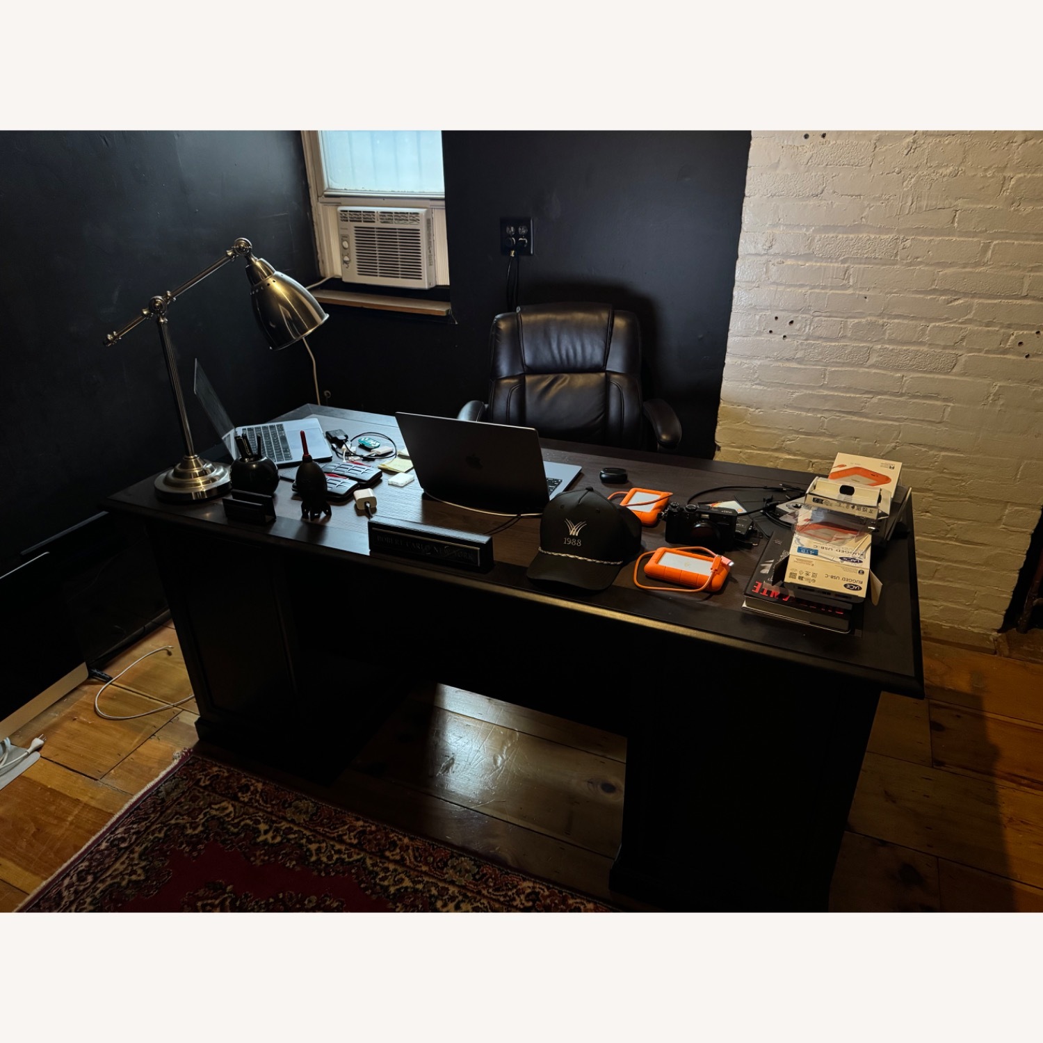 Espresso Wood 7-Drawer Executive Desk - image-4