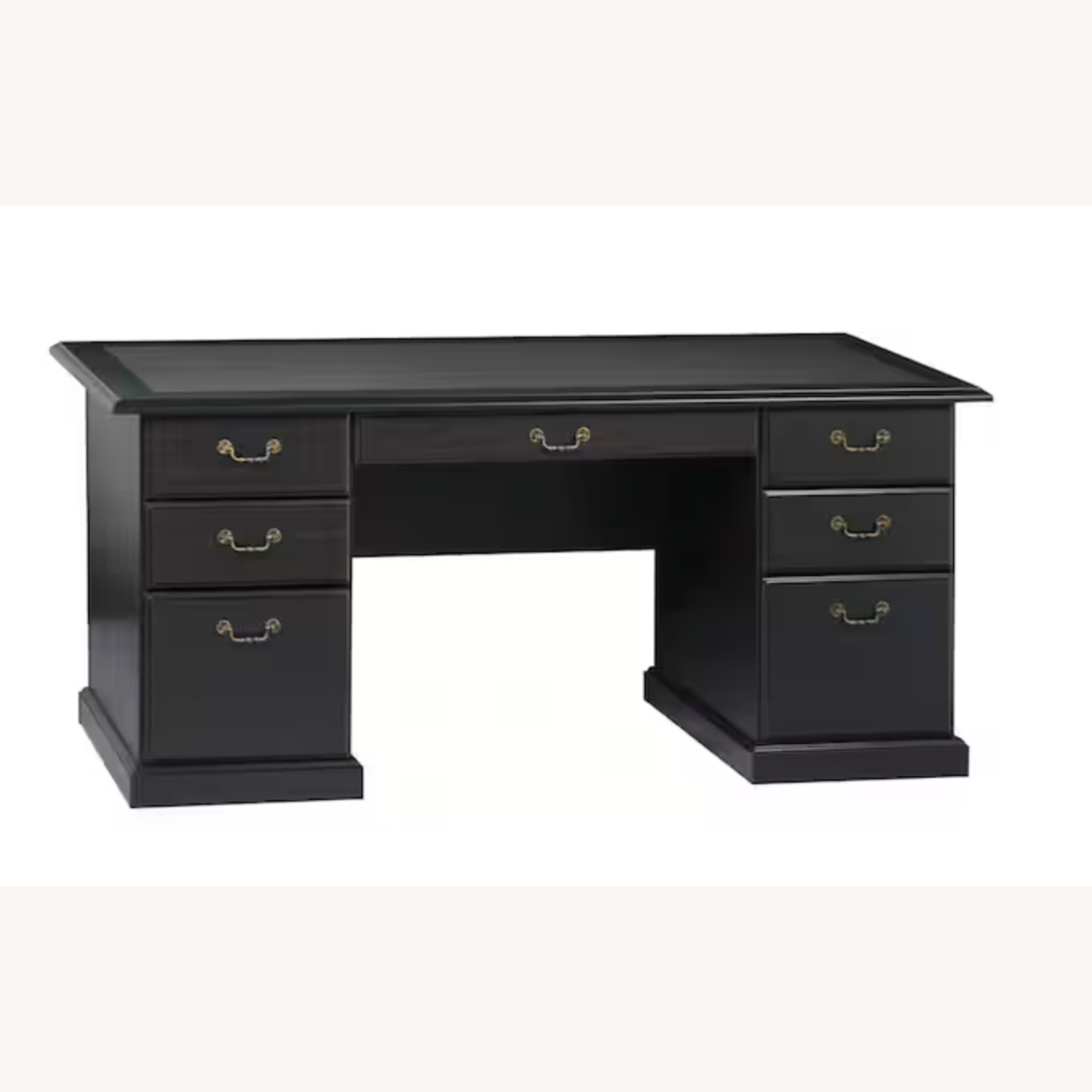 Espresso Wood 7-Drawer Executive Desk - image-1
