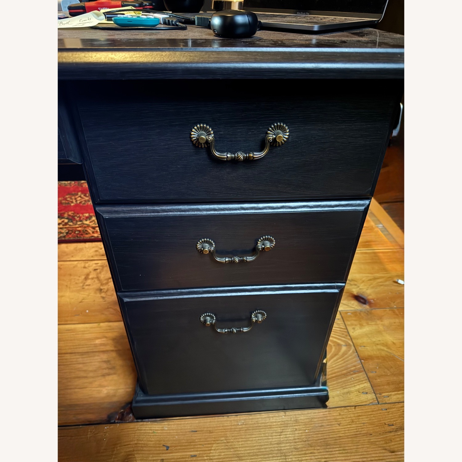 Espresso Wood 7-Drawer Executive Desk - image-5