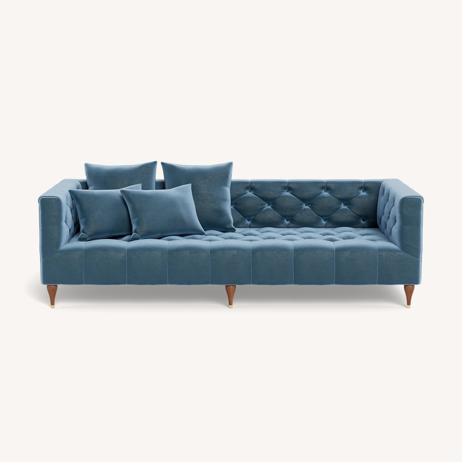 Interior Define Ms. Chesterfield Saphire Velvet Sofa + Ottoman - image-6