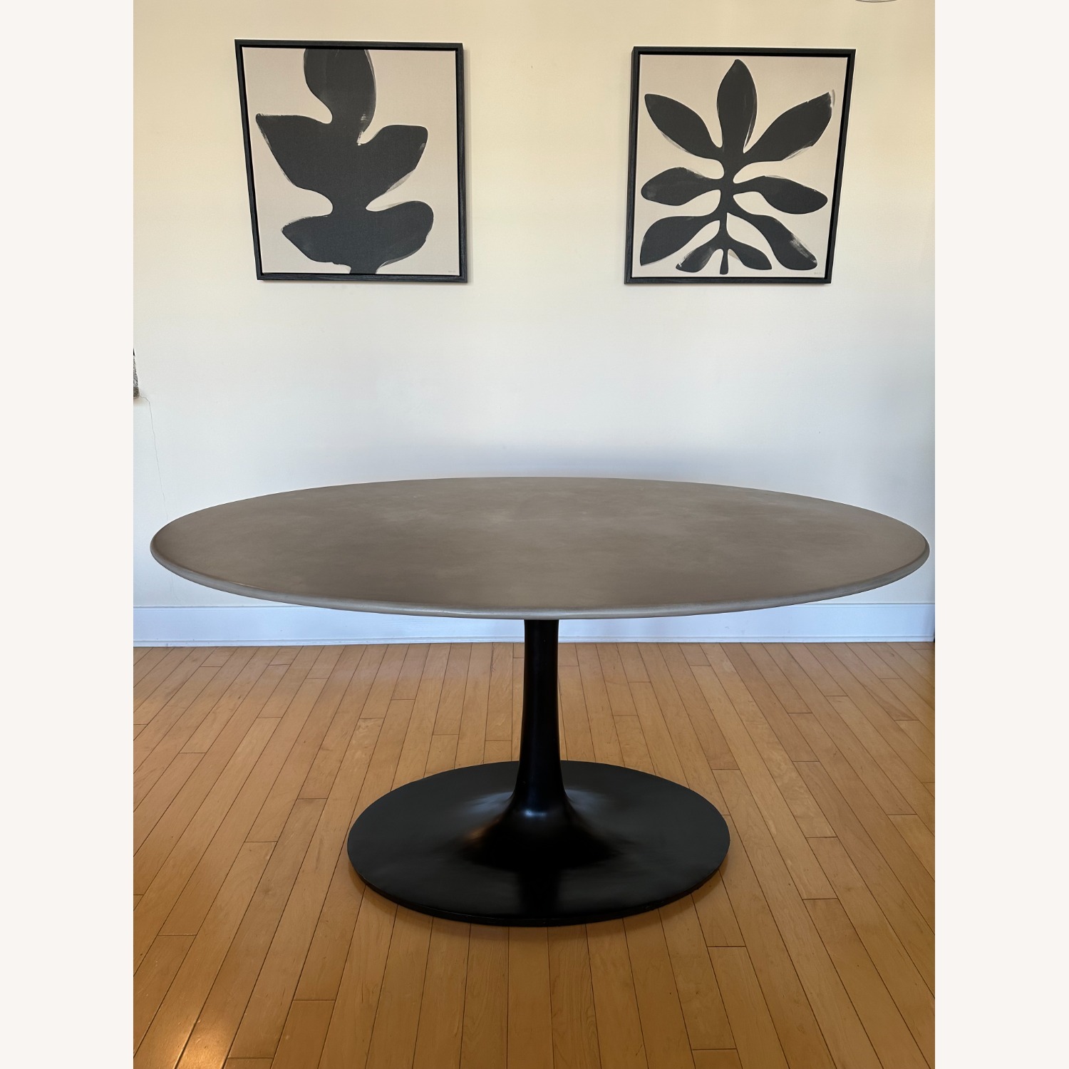 Crate & Barrel Nero Oval Concrete Dining Table 60" - image-1