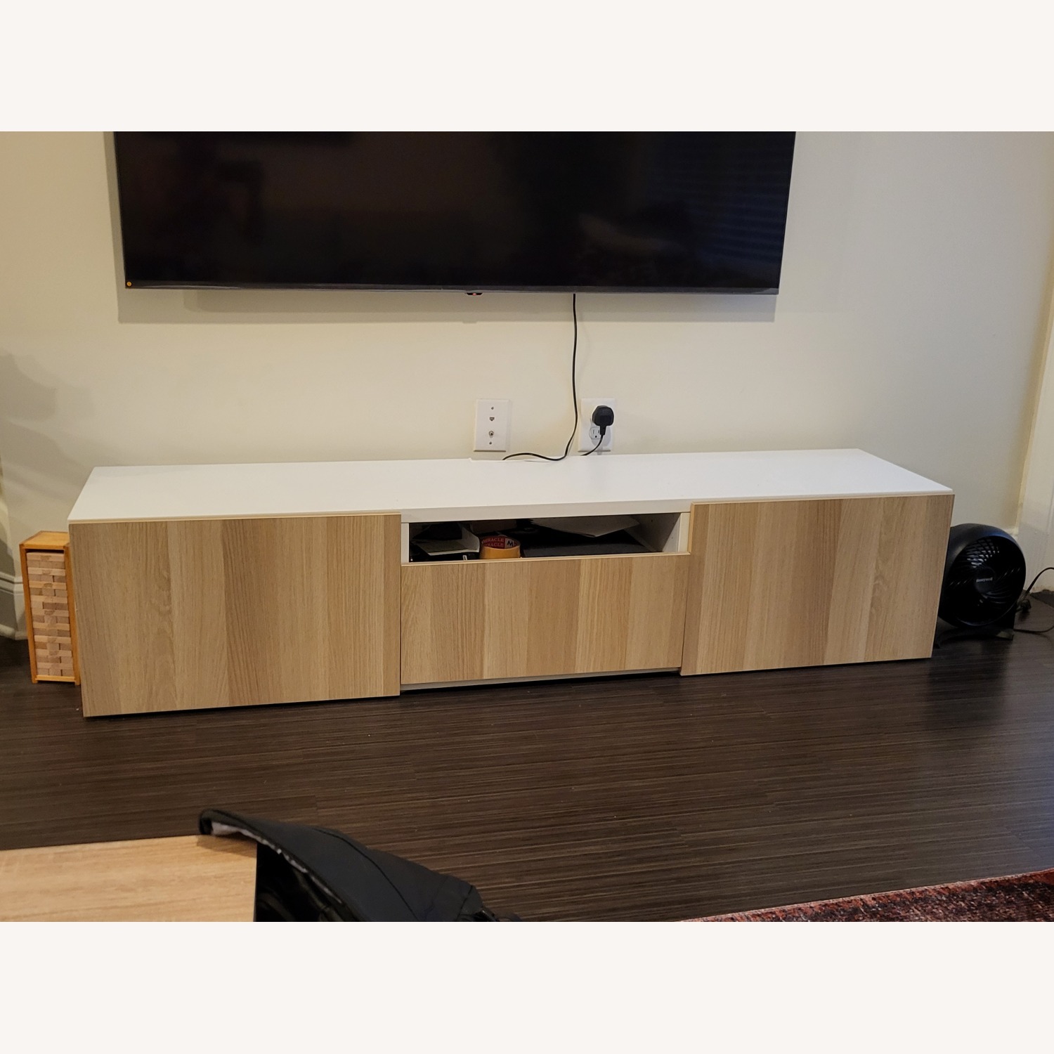 IKEA BESTÅ Oak & White Colored TV Bench - image-1
