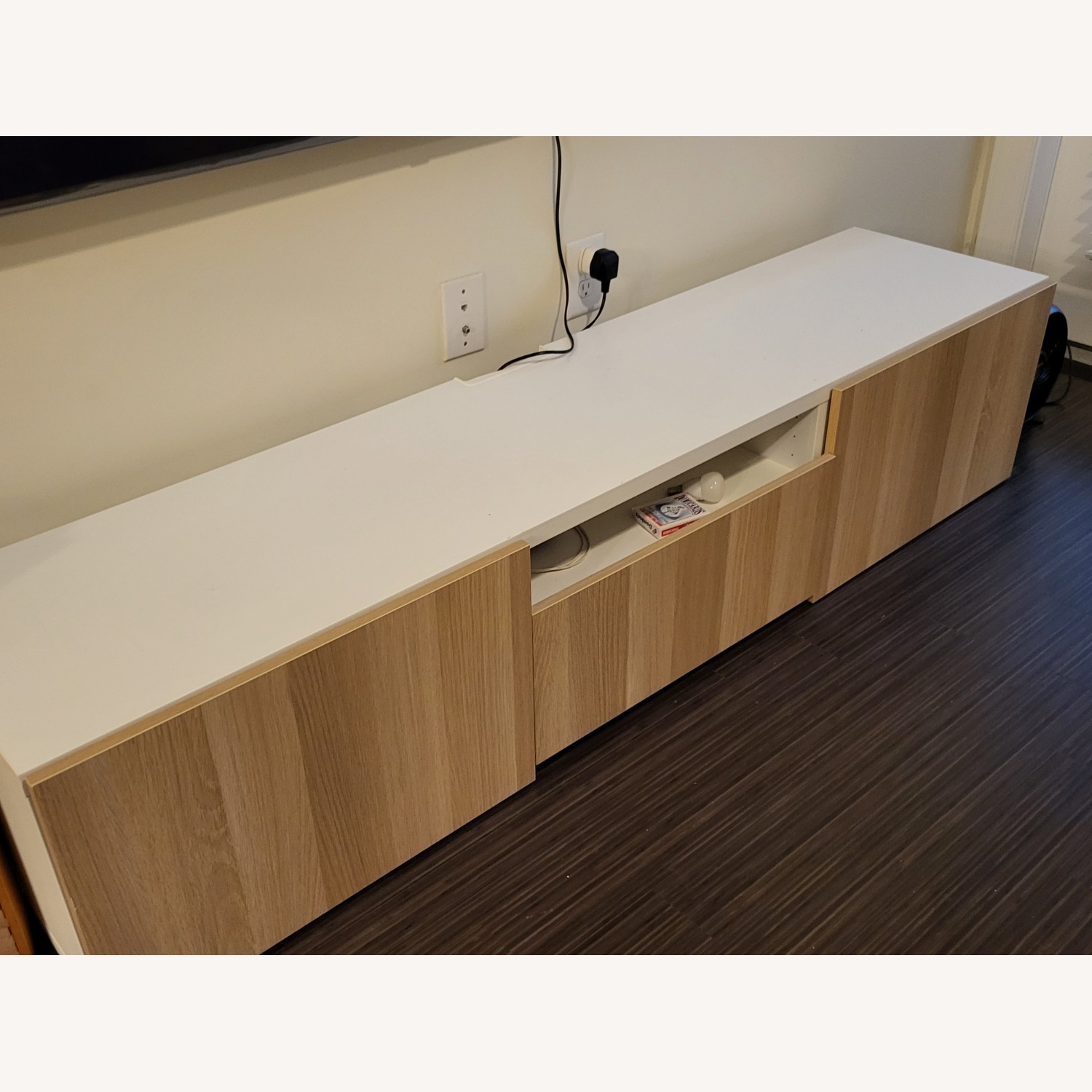 IKEA BESTÅ Oak & White Colored TV Bench - image-2