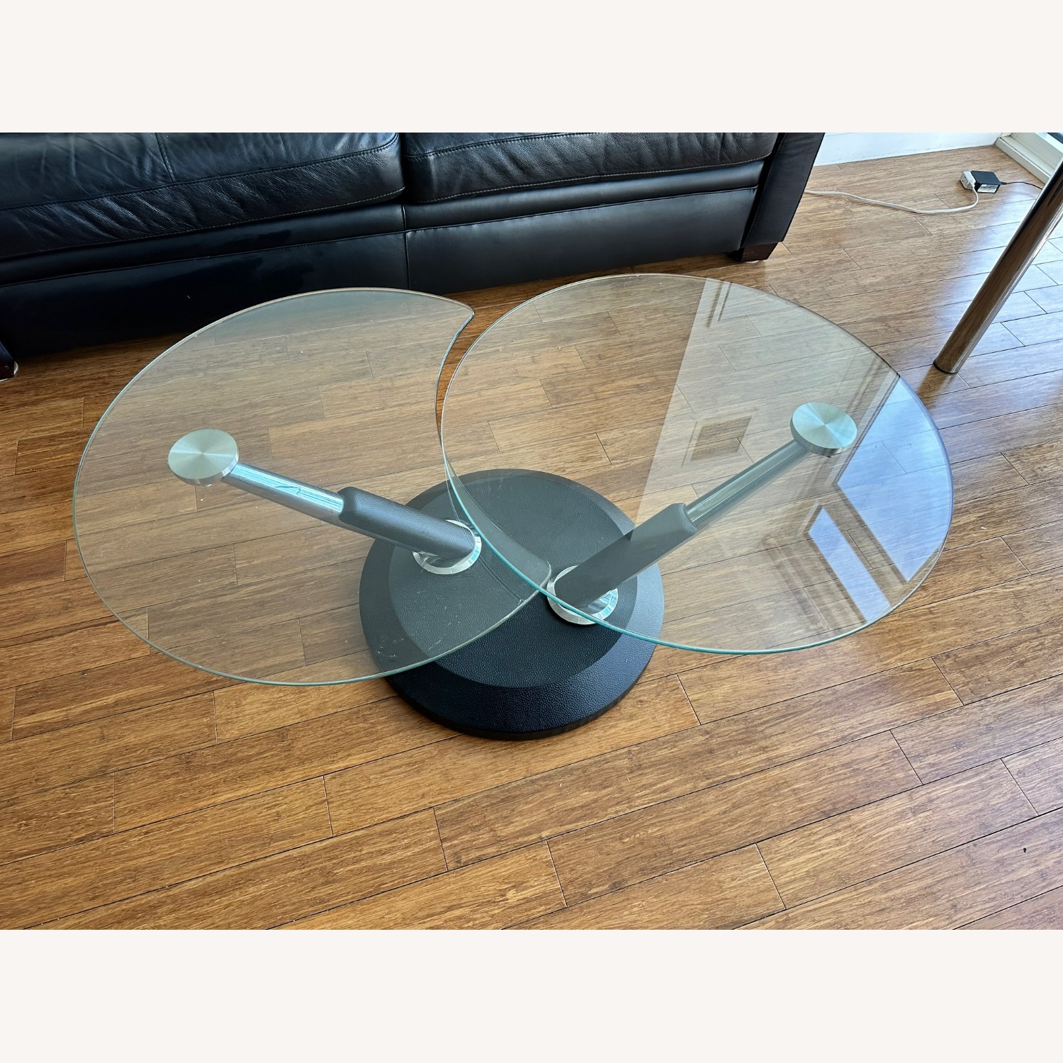 Raymour & Flanigan Rotating Glass Coffee Table - image-1