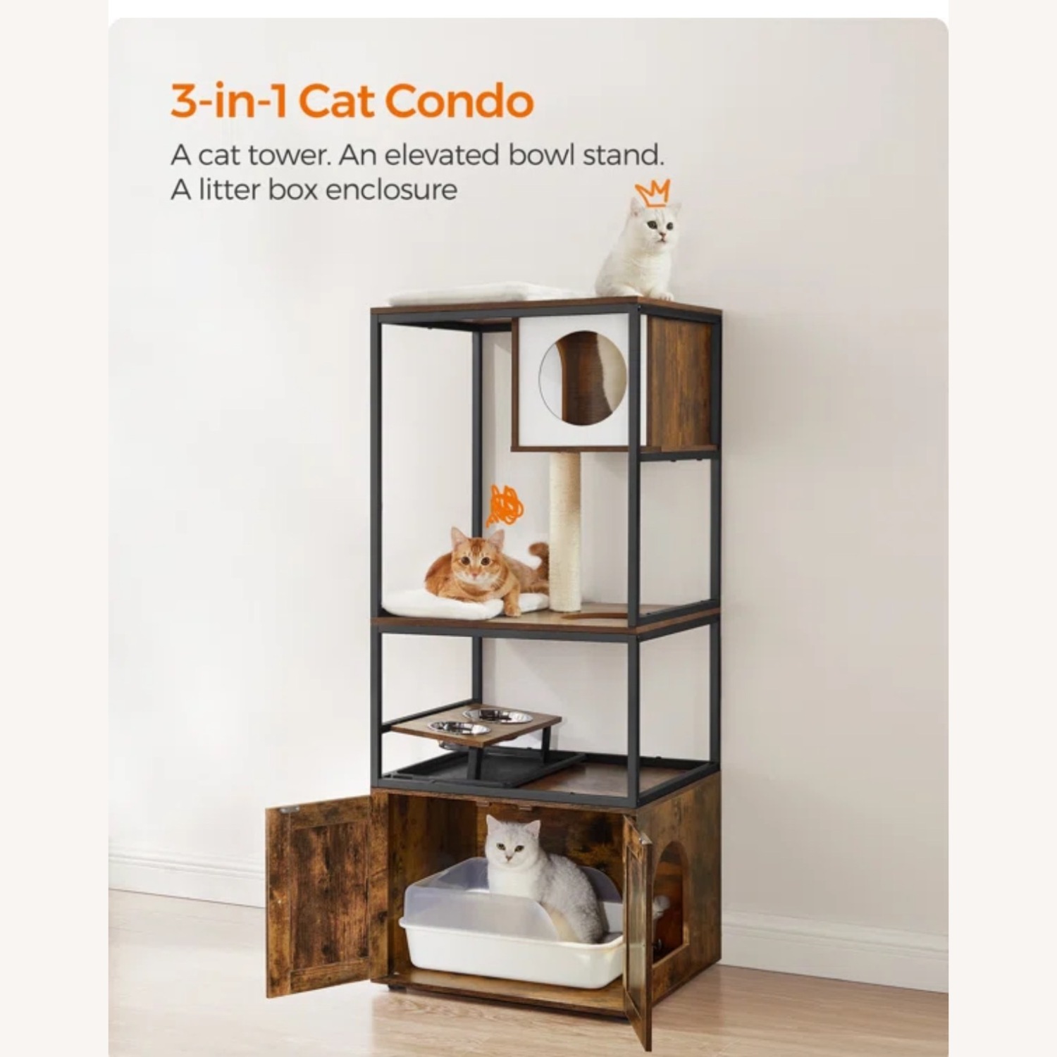 Cat Tower with Litter Box Enclosure - image-4