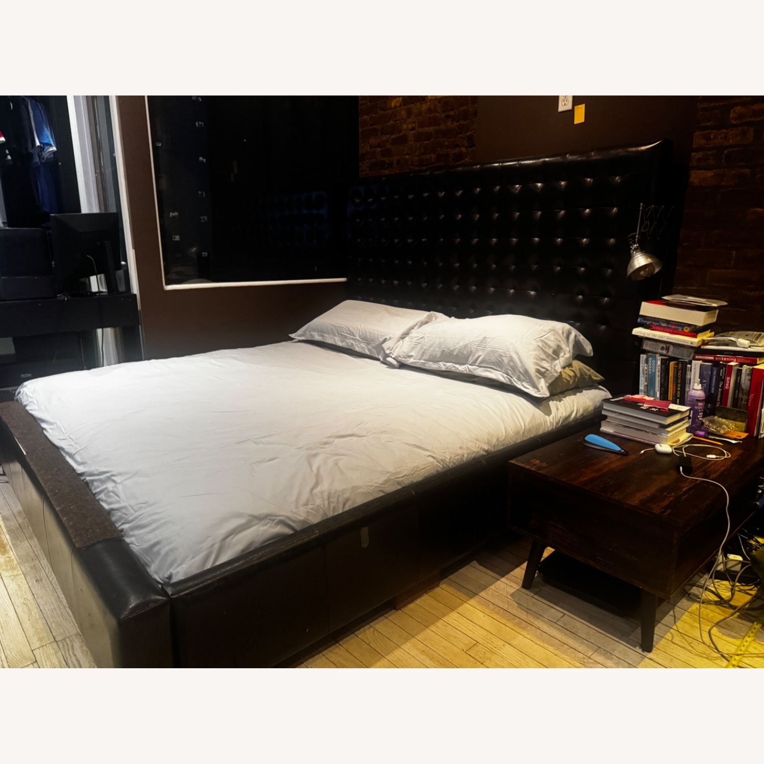 King Size Leather Headboard and Frame - image-3